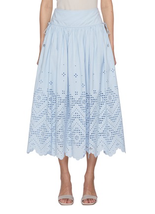 首图 - 点击放大 - SELF-PORTRAIT - Broderie Anglaise Cotton Midi Skirt
