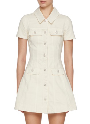 首图 - 点击放大 - SELF-PORTRAIT - Collared Light Wash Denim Mini Dress