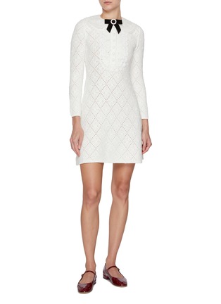 模特儿示范图 - 点击放大 - SELF-PORTRAIT - Bib Knit Mini Dress