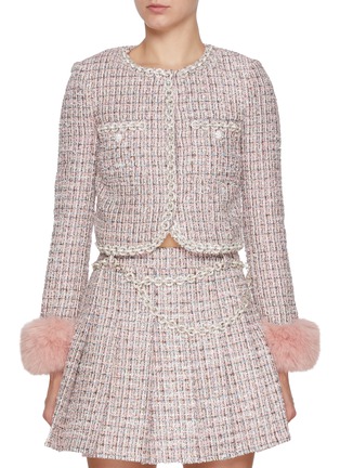 首图 - 点击放大 - SELF-PORTRAIT - Faux Fur Cuff Embellished Bouclé Jacket