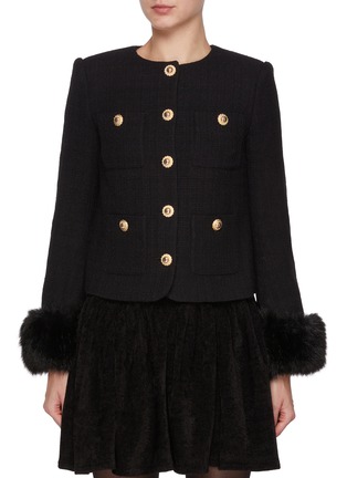 首图 - 点击放大 - SELF-PORTRAIT - Faux Fur Cuff Embellished Bouclé Jacket