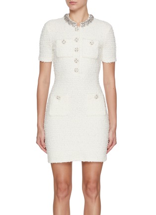 首图 - 点击放大 - SELF-PORTRAIT - Crystal Embellished Textured Knit Mini Dress