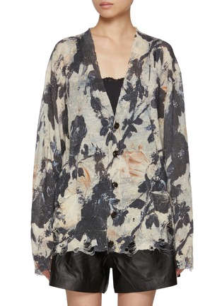 首图 - 点击放大 - R13 - Floral Print Boyfriend Linen Cardigan