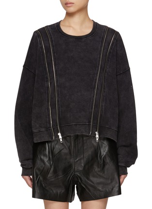 首图 - 点击放大 - R13 - Zippered Crewneck Cotton Sweatshirt