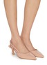 模特儿示范图 - 点击放大 - STUART WEITZMAN - Vinnie 50 Patent Leather Slingback Pumps