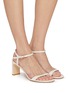 模特儿示范图 - 点击放大 - STUART WEITZMAN - Babette 85 Patent Leather Heeled Sandals