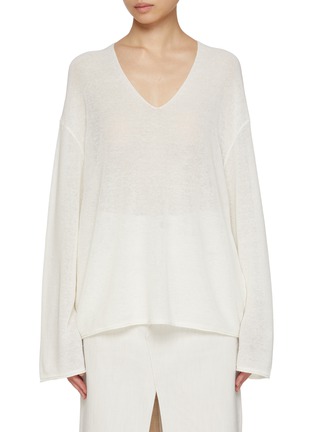 首图 - 点击放大 - MO&CO. - Loose V-Neck Cotton Knit Sweater