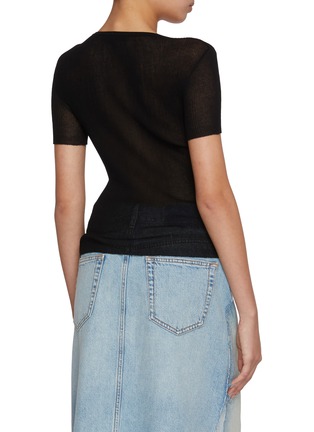 背面 - 点击放大 - MO&CO. - Half Button Contrast Cotton Silk Blend Top