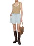 模特儿示范图 - 点击放大 - MO&CO. - Drawstring Light Wash Denim Shorts
