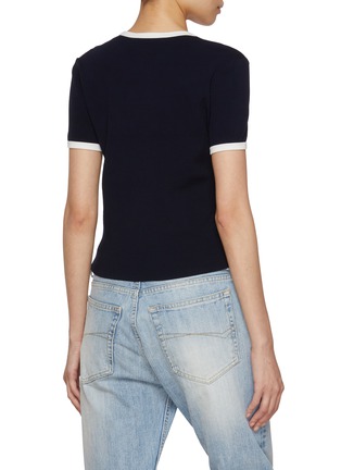 背面 - 点击放大 - MO&CO. - Contrast Crewneck Knit Top