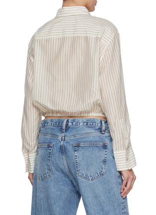 背面 - 点击放大 - MO&CO. - Adjustable Sleeve Stripe Cotton Silk Shirt