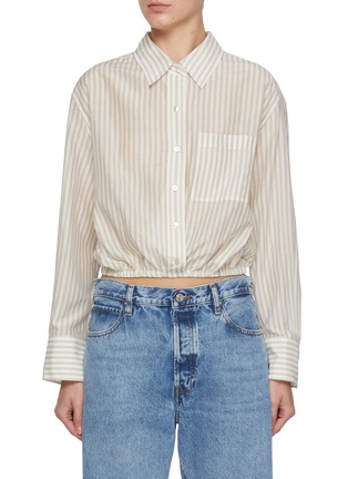 首图 - 点击放大 - MO&CO. - Adjustable Sleeve Stripe Cotton Silk Shirt