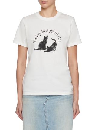 首图 - 点击放大 - MO&CO. - Cat Graphic Cotton T-shirt