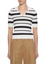 首图 - 点击放大 - MO&CO. - Open Collar Stripe Knit Top