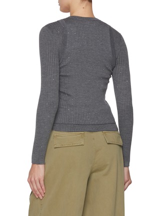 背面 - 点击放大 - MO&CO. - Crewneck Layered Knit Cardigan