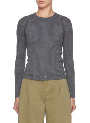首图 - 点击放大 - MO&CO. - Crewneck Layered Knit Cardigan
