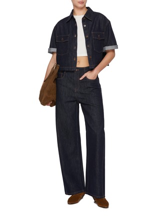 模特儿示范图 - 点击放大 - MO&CO. - Wide Leg Dark Wash Jeans