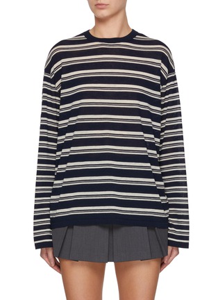 首图 - 点击放大 - MO&CO. - Striped Crewneck Sweater