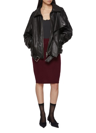模特儿示范图 - 点击放大 - NOIR - Mid Length Leather Jacket