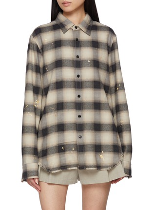 首图 - 点击放大 - NOIR - Gold Splatter Plaid Cotton Wool Shirt