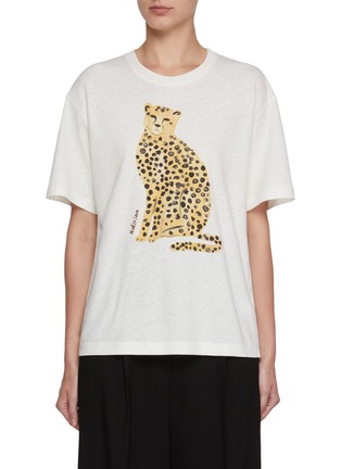 首图 - 点击放大 - EDITION - Cheetah Graphic Linen Cotton T-Shirt