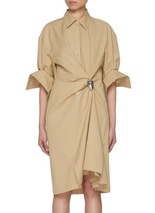首图 - 点击放大 - EDITION - Long Sleeve Draped Shirt Dress