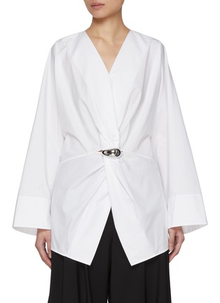 首图 - 点击放大 - EDITION - Long Sleeve Twist Ring Cotton Draped Shirt