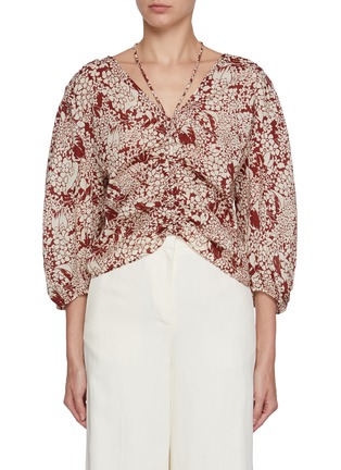 首图 - 点击放大 - EDITION - Balloon Sleeves V-Neck Cotton Blouse