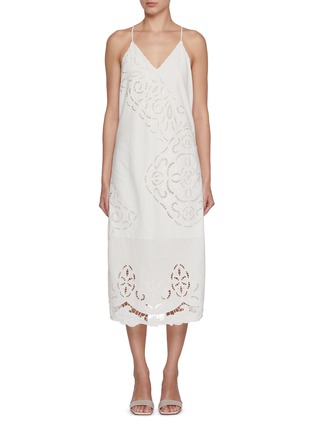 首图 - 点击放大 - EDITION - Sleeveless Embroidered Linen Cotton Dress