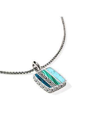 细节 - 点击放大 - JOHN HARDY - Carved Chain Sterling Silver Turquoise Malachite Chrysocolla Necklace — Size 22
