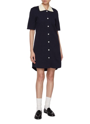 模特儿示范图 - 点击放大 - THOM BROWNE - 纯棉 POLO 领连衣裙