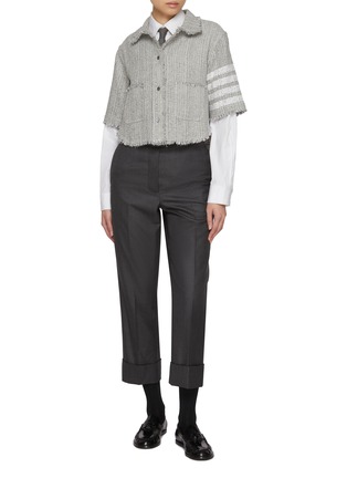 模特儿示范图 - 点击放大 - THOM BROWNE - 须边花呢短款夹克