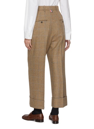 背面 - 点击放大 - THOM BROWNE - 格纹卷边羊毛长裤