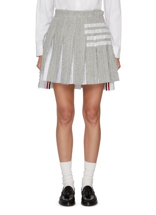 首图 - 点击放大 - THOM BROWNE - 粗花呢拼接褶裥半身裙