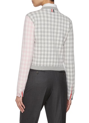 背面 - 点击放大 - THOM BROWNE - 格纹拼色针织开衫