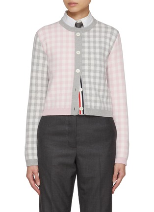 首图 - 点击放大 - THOM BROWNE - 格纹拼色针织开衫