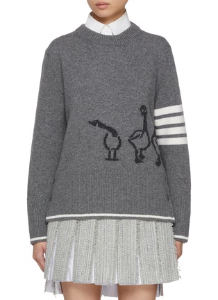 首图 - 点击放大 - THOM BROWNE - Geese Intarsia 4 Bar Wool Sweater