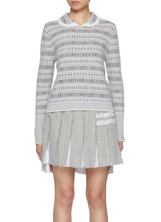 首图 - 点击放大 - THOM BROWNE - 彼得潘领混羊毛针织毛衣