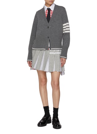 模特儿示范图 - 点击放大 - THOM BROWNE - 四条纹纯棉格纹衬衫