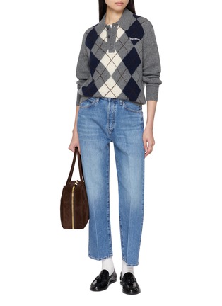 模特儿示范图 - 点击放大 - SPORTY & RICH - 菱形格 POLO 针织衫