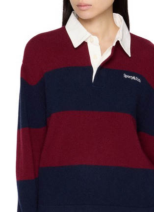  - SPORTY & RICH - Serif Logo Striped Cashmere Wool Knit Rugby Polo Sweater