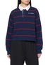 首图 - 点击放大 - SPORTY & RICH - Serif Logo Striped Cotton Rugby Polo Sweatshirt