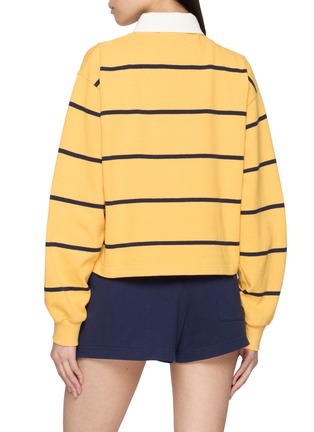 背面 - 点击放大 - SPORTY & RICH - Serif Logo Striped Cotton Rugby Polo Sweatshirt