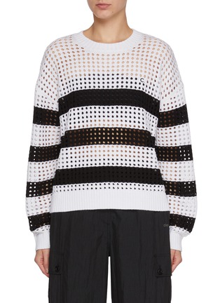 首图 - 点击放大 - CLOVE - Crochet Stripe Knit Sweater