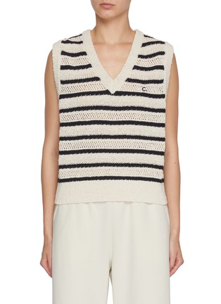 首图 - 点击放大 - CLOVE - Stripe Crochet Knit Vest