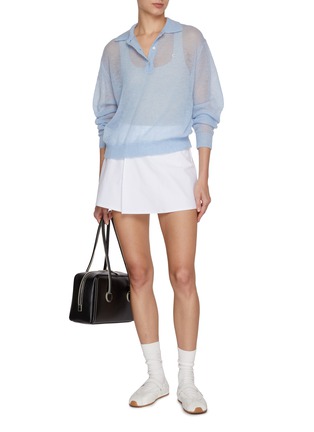 模特儿示范图 - 点击放大 - CLOVE - Collared Sheer Knit Top