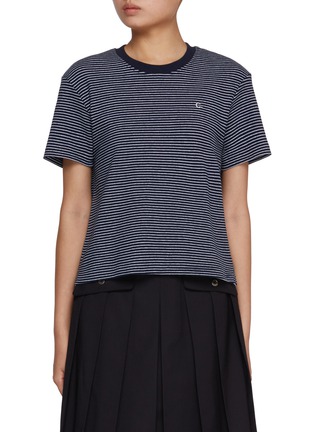首图 - 点击放大 - CLOVE - Logo Embroidered Striped T-Shirt