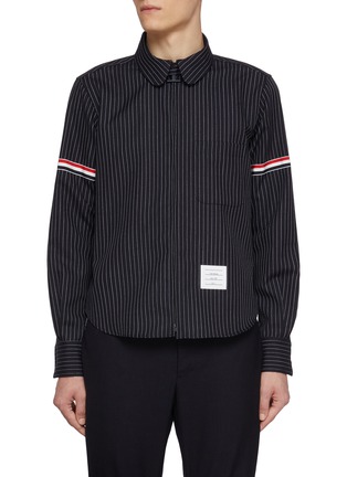 首图 - 点击放大 - THOM BROWNE - Pinstripe Round Collar Shirt