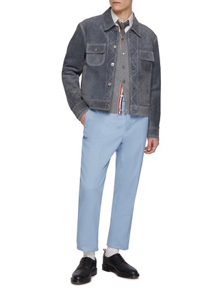 模特儿示范图 - 点击放大 - THOM BROWNE - Contrast Stitching Suede Utility Jacket