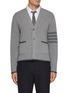 首图 - 点击放大 - THOM BROWNE - 四重条纹初剪羊毛开衫